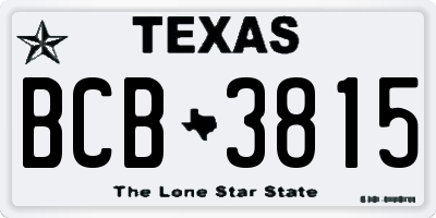 TX license plate BCB3815