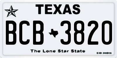 TX license plate BCB3820