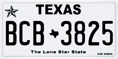 TX license plate BCB3825