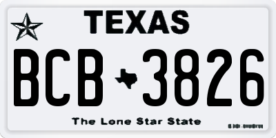 TX license plate BCB3826