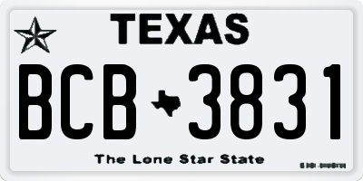 TX license plate BCB3831