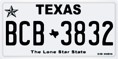 TX license plate BCB3832