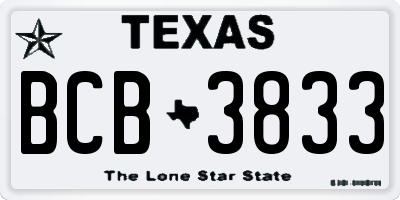 TX license plate BCB3833