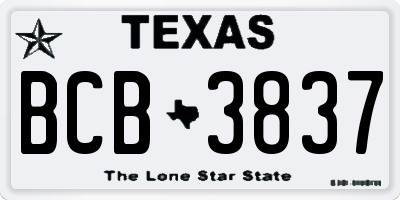 TX license plate BCB3837