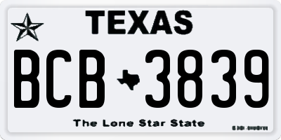 TX license plate BCB3839