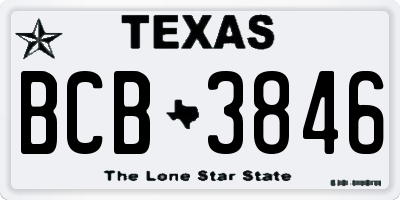TX license plate BCB3846