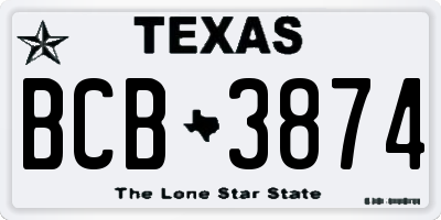 TX license plate BCB3874