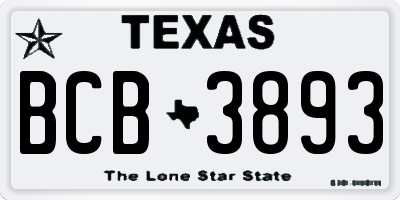 TX license plate BCB3893