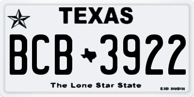 TX license plate BCB3922