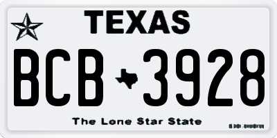 TX license plate BCB3928