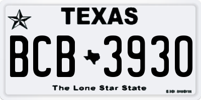 TX license plate BCB3930