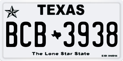 TX license plate BCB3938