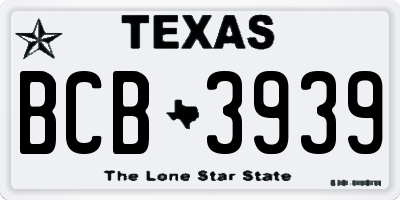 TX license plate BCB3939