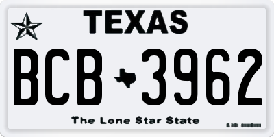 TX license plate BCB3962