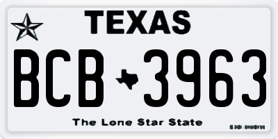 TX license plate BCB3963