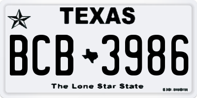 TX license plate BCB3986