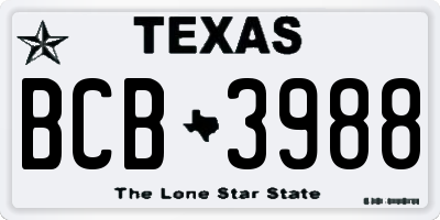 TX license plate BCB3988