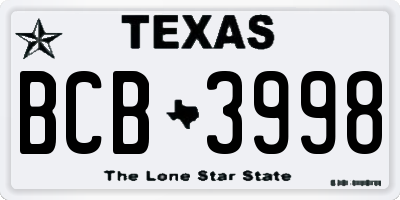 TX license plate BCB3998