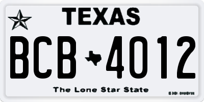 TX license plate BCB4012