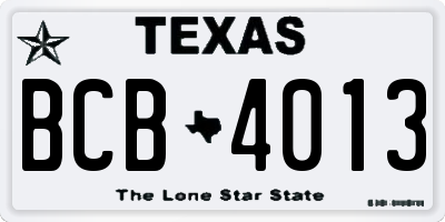 TX license plate BCB4013