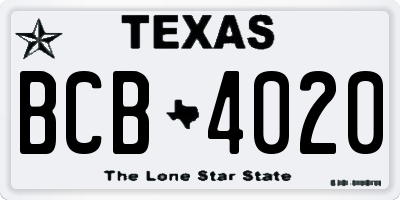 TX license plate BCB4020