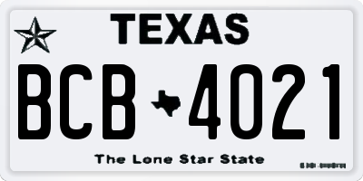 TX license plate BCB4021