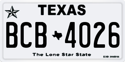 TX license plate BCB4026