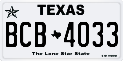 TX license plate BCB4033