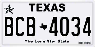 TX license plate BCB4034