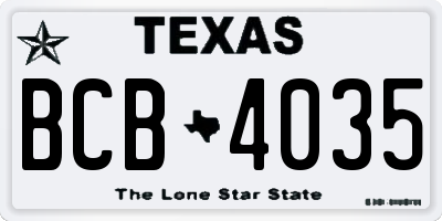 TX license plate BCB4035