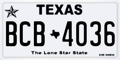 TX license plate BCB4036