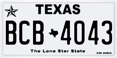TX license plate BCB4043