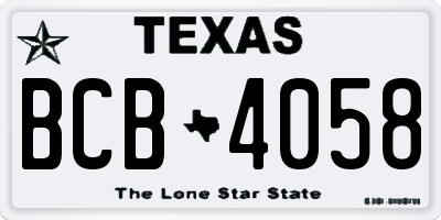 TX license plate BCB4058