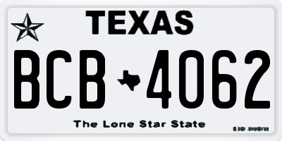 TX license plate BCB4062