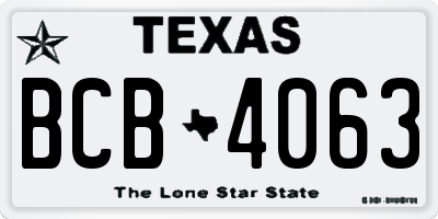 TX license plate BCB4063
