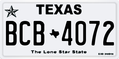 TX license plate BCB4072
