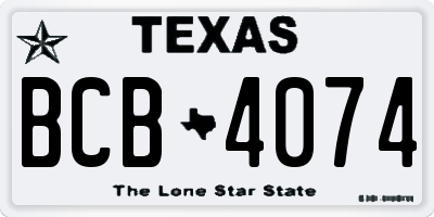 TX license plate BCB4074