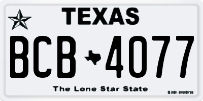 TX license plate BCB4077