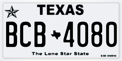 TX license plate BCB4080