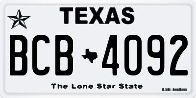 TX license plate BCB4092