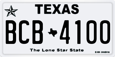 TX license plate BCB4100