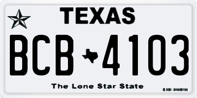 TX license plate BCB4103
