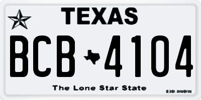 TX license plate BCB4104
