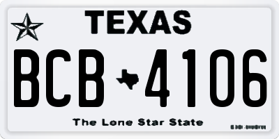 TX license plate BCB4106