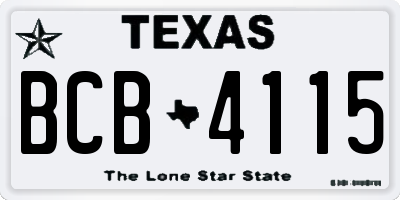 TX license plate BCB4115
