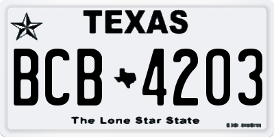 TX license plate BCB4203