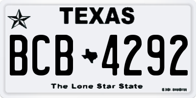 TX license plate BCB4292