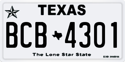 TX license plate BCB4301