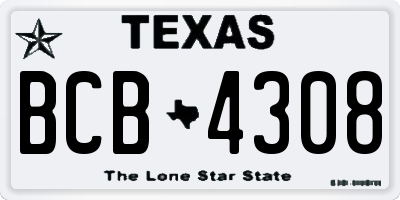 TX license plate BCB4308