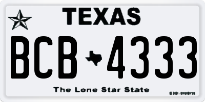 TX license plate BCB4333